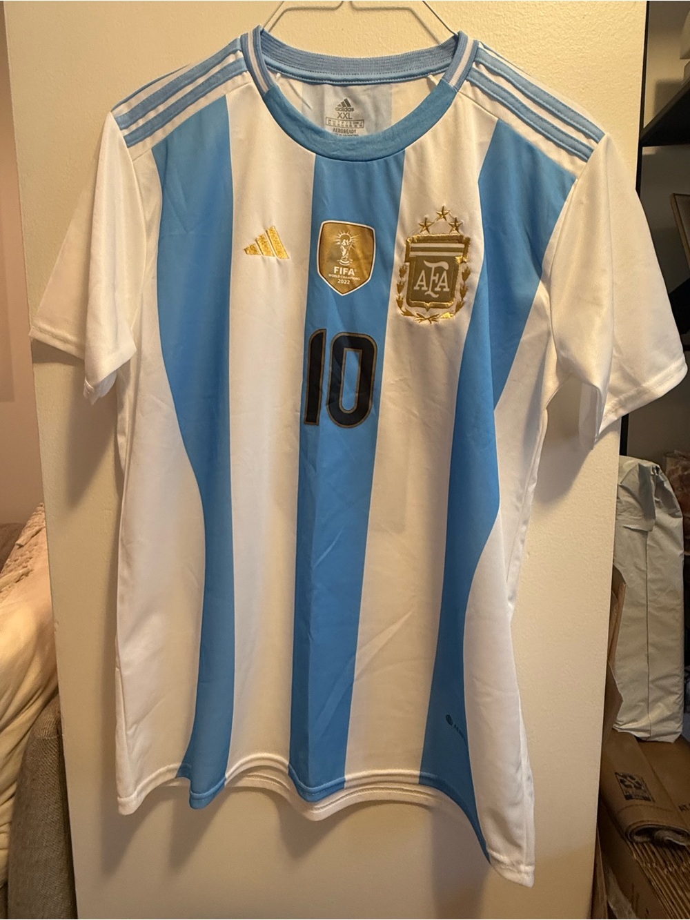 adidas Argentina Home Jersey in Sky Blue & White with Gold Accents